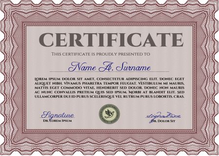 Certificate. With quality background. Customizable, Easy to edit and change colors.Excellent design.