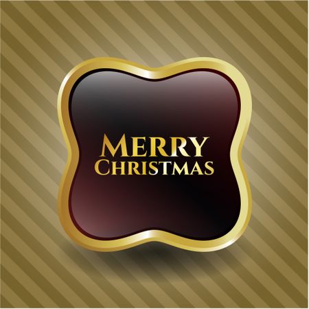 Merry Christmas golden emblem or badge