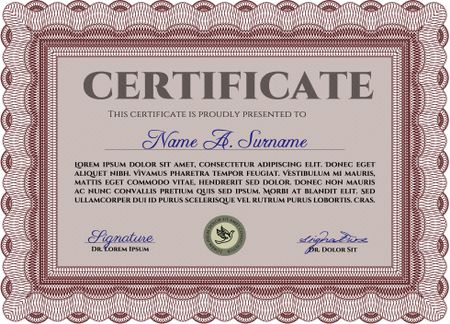 Certificate template or diploma template. Money style.Lovely design. Printer friendly. 