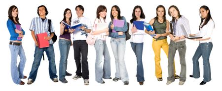 casual young students on a white background