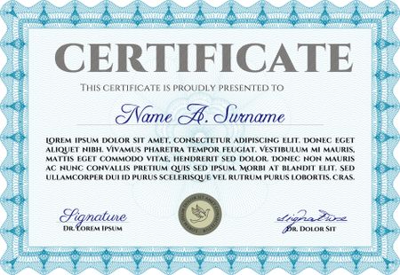 Sample certificate or diploma. Vector pattern that is used in money and certificate.Excellent design. With quality background. 