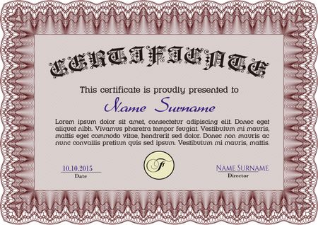 Diploma or certificate template. Vector pattern that is used in money and certificate.With guilloche pattern. Artistry design. 