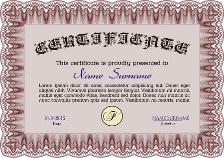 Diploma or certificate template. Vector pattern that is used in money and certificate.With guilloche pattern. Artistry design.