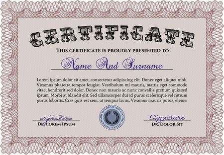 Sample Diploma. Vector pattern that is used in money and certificate.Complex background. Cordial design. 