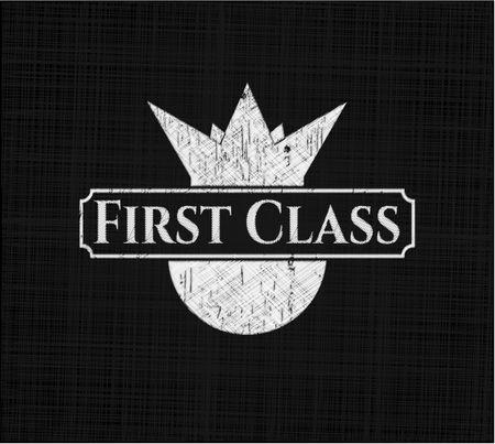 First Class chalkboard emblem on black board