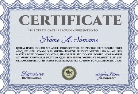 Certificate. With background. Vector pattern that is used in currency and diplomas.Cordial design. 