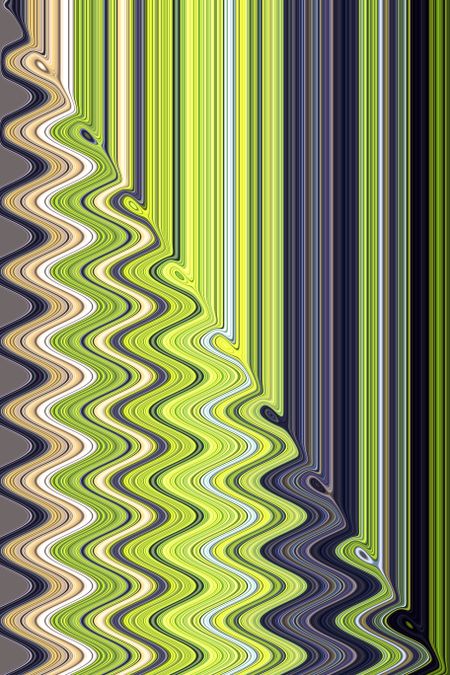 Varicolored half and half abstract of stripes and squiggles for decoration and background with themes of transformation, duality, or quirkiness