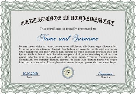 Certificate of achievement. Beauty design. With background. Vector certificate template.