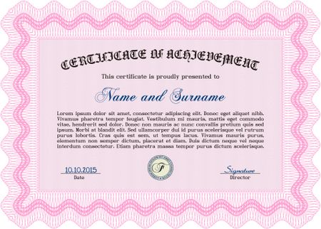 Certificate template. Cordial design. With complex background. Detailed.