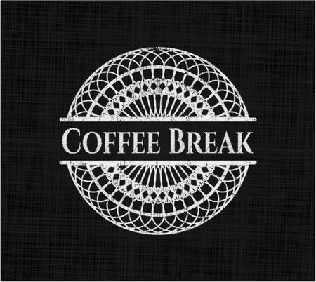 Coffee Break chalkboard emblem on black board
