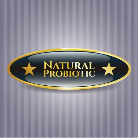 Natural Probiotic golden emblem or badge