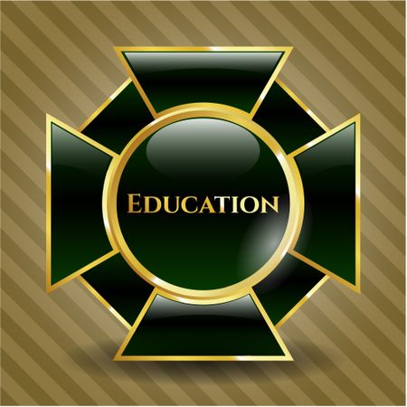 Education gold shiny badge