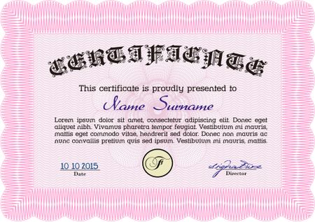 Diploma template or certificate template. Vector pattern that is used in currency and diplomas.Complex background. Superior design. 