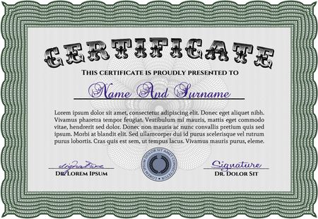 Sample Certificate. Superior design. Detailed.With complex linear background.