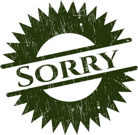Sorry rubber stamp with grunge texture
