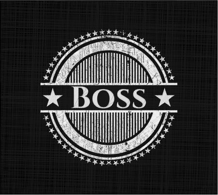 Boss chalkboard emblem on black board