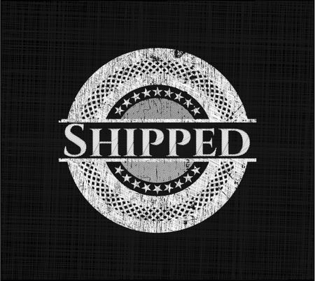 Shipped chalkboard emblem written on a blackboard