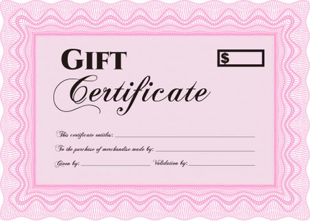 Vector Gift Certificate. Border, frame.With complex linear background. Superior design.