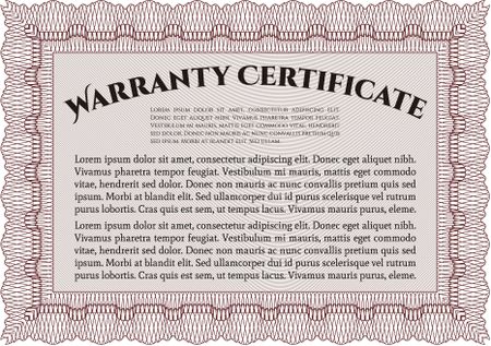 Warranty Certificate. Complex border. Easy to print. Perfect style. 