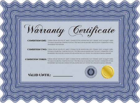 Warranty template. With background. With sample text. Perfect style.