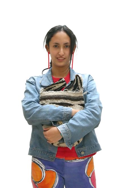 female university student holding her bag