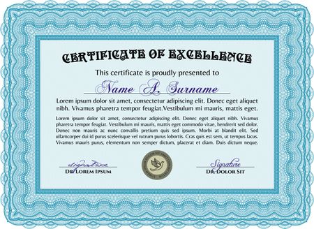 Certificate. With complex background. Complex design. Vector pattern that is used in currency and diplomas.