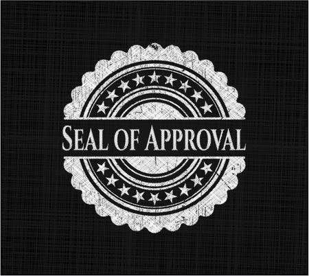 Seal of Approval chalkboard emblem written on a blackboard
