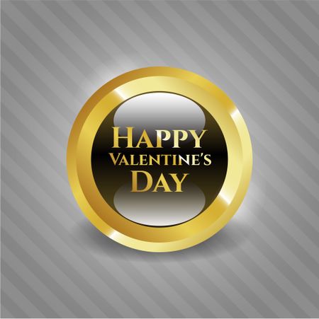 Happy Valentine's Day golden emblem or badge