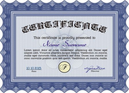 Sample certificate or diploma. Detailed.Nice design. With background. 
