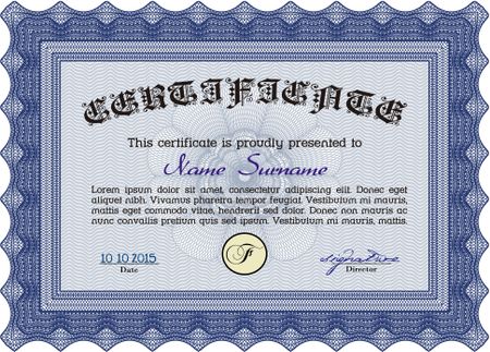 Sample certificate or diploma. Detailed.Nice design. With background.