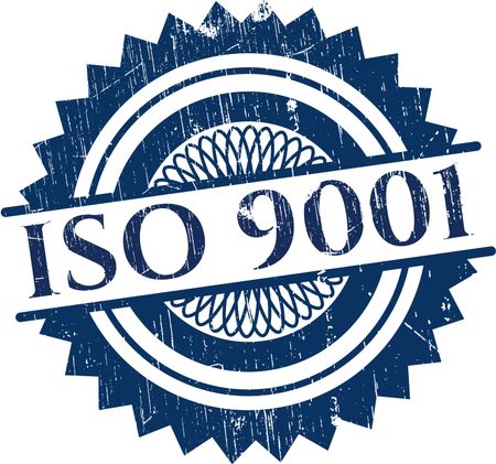 ISO 9001 rubber stamp with grunge texture