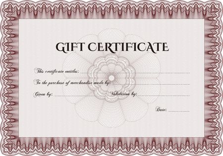 Retro Gift Certificate. Excellent complex design. With background. Detailed.
