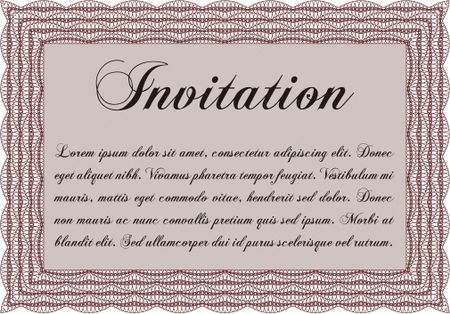 Invitation template. With guilloche pattern and background. Retro design. Customizable, Easy to edit and change colors.
