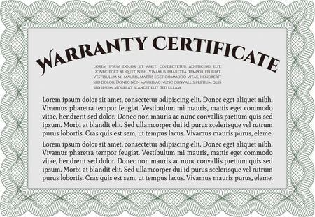 Sample Warranty. It includes background. Complex frame. Perfect style. 