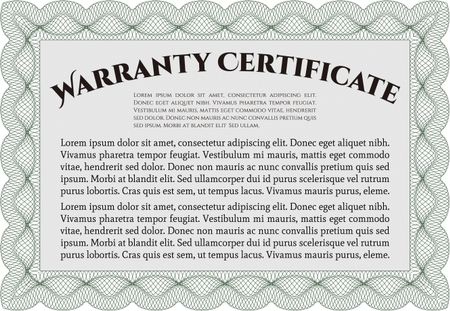 Sample Warranty. It includes background. Complex frame. Perfect style.