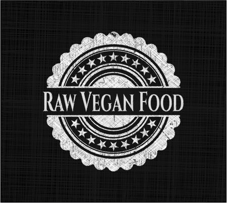 Raw Vegan Food chalkboard emblem on black board