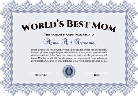 World's Best Mom Award. Customizable, Easy to edit and change colors.With complex linear background. Beauty design. 