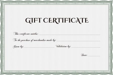 Gift certificate template. Retro design. With complex linear background. Customizable, Easy to edit and change colors.