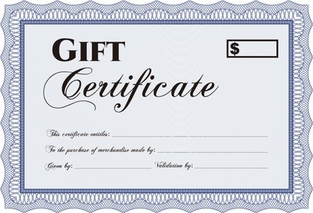 Gift certificate template. Detailed.Nice design. With linear background. 