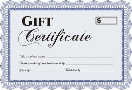 Gift certificate template. Detailed.Nice design. With linear background.