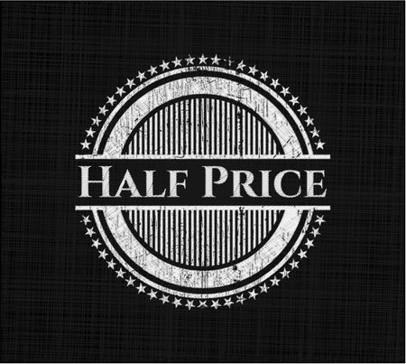 Half Price written with chalkboard texture