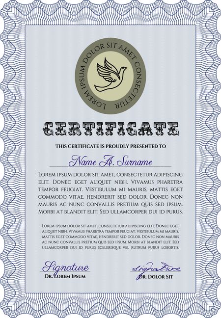 Sample Certificate. Money style. Easy to print. Artistry design. 