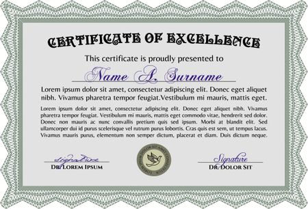 Certificate. With complex background. Complex design. Vector pattern that is used in currency and diplomas.