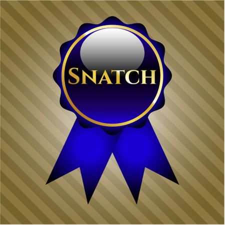 Snatch blue shiny badge or ribbon