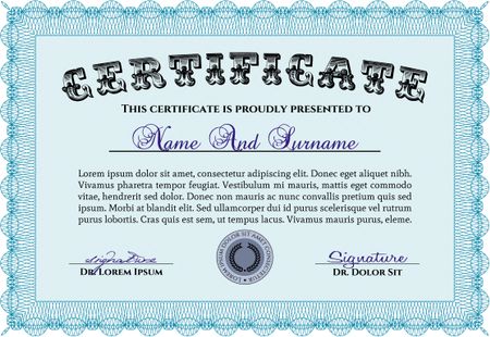 Certificate or diploma template. Vector pattern that is used in money and certificate.With background. Artistry design.