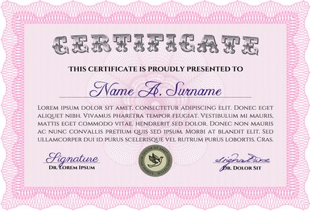 Certificate of achievement template. Vector pattern that is used in currency and diplomas.Printer friendly. Complex design. 