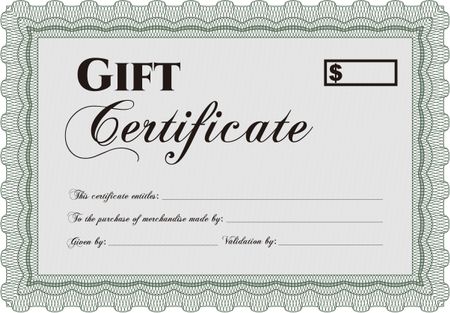 Modern gift certificate. Beauty design. With quality background. Border, frame.