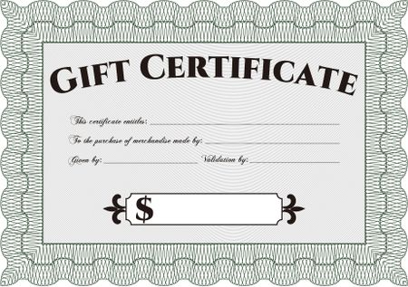 Vector Gift Certificate template. Easy to print. Vector illustration.Retro design. 