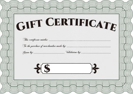 Vector Gift Certificate template. Easy to print. Vector illustration.Retro design.