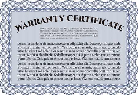 Sample Warranty template. Perfect style. With complex background. With sample text. 